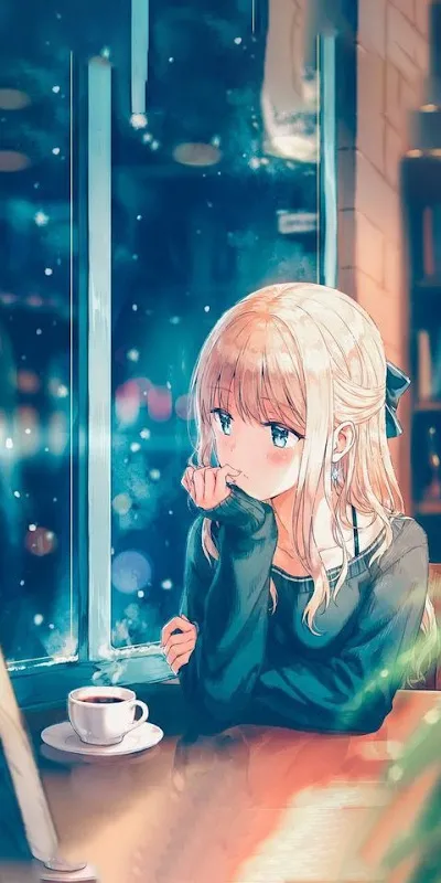 Hình nền điện thoại buồn phong cách Anime với nhân vật nữ