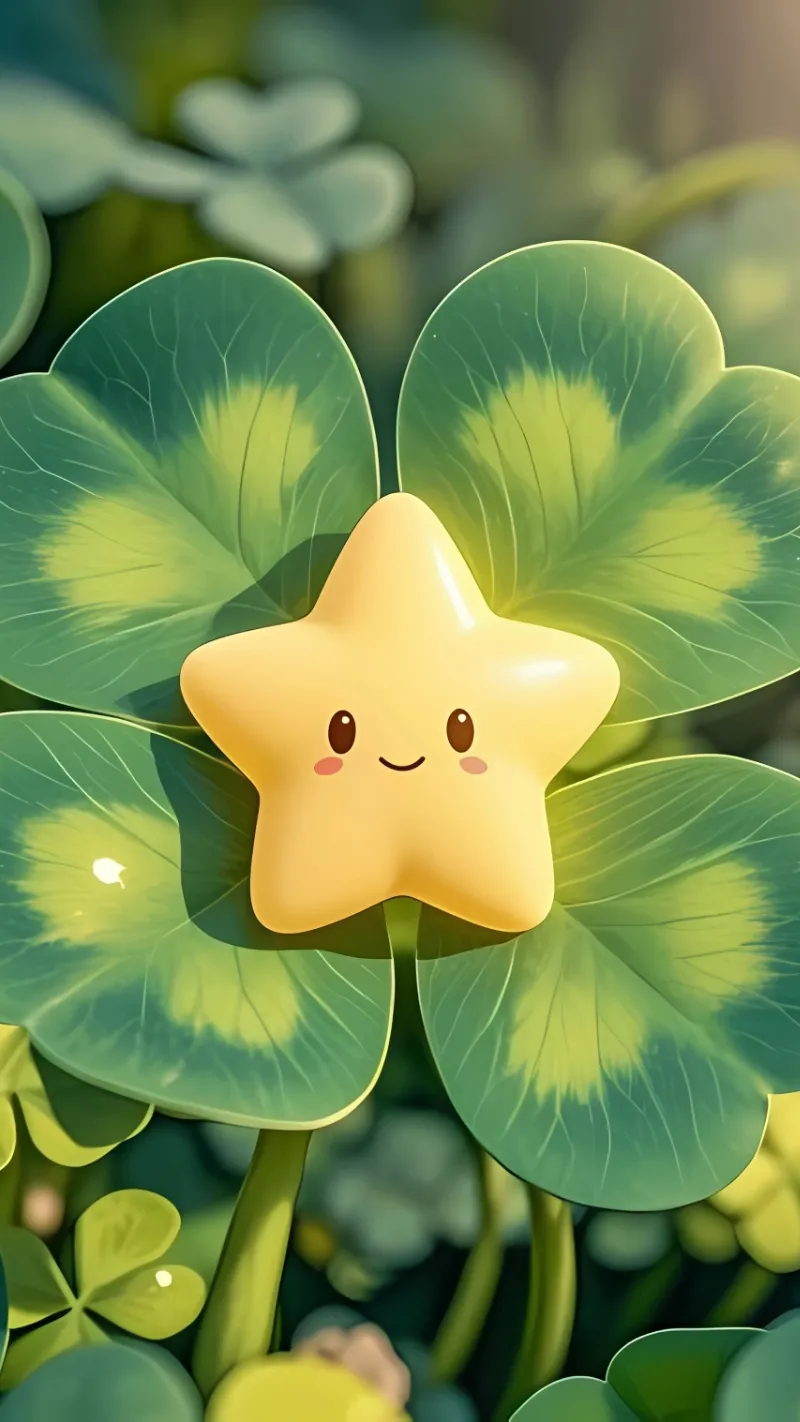 Cỏ 4 lá cute trên nền gradient cho điện thoại