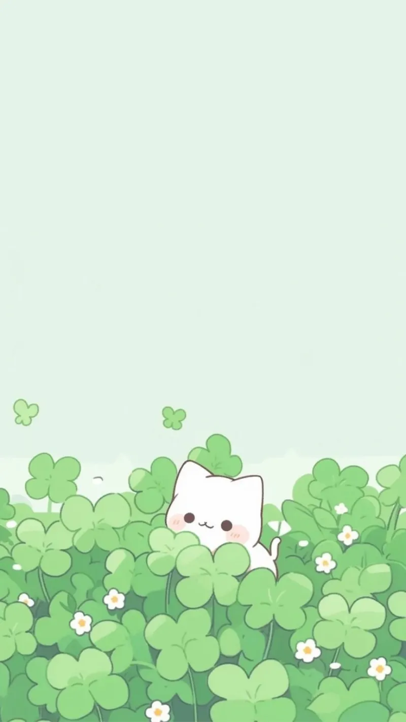 Ảnh cỏ 4 lá anime dễ thương cho màn hình iPhone