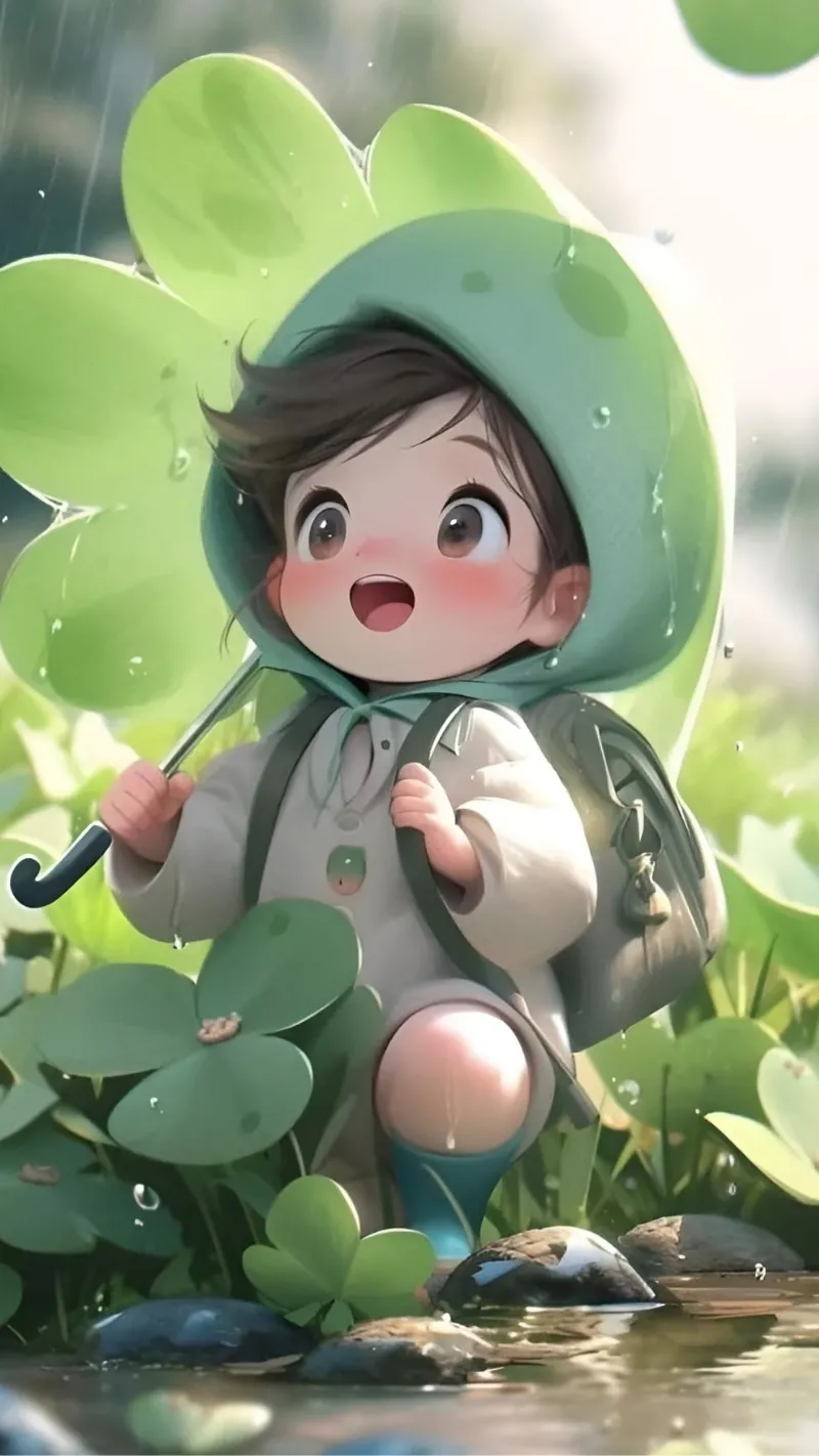 Ảnh cỏ 4 lá hoạt hình cute cho iPhone