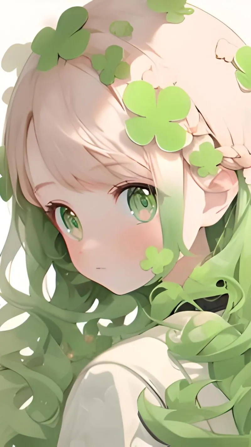 Ảnh cỏ 4 lá anime dạng vẽ tay cho iPhone