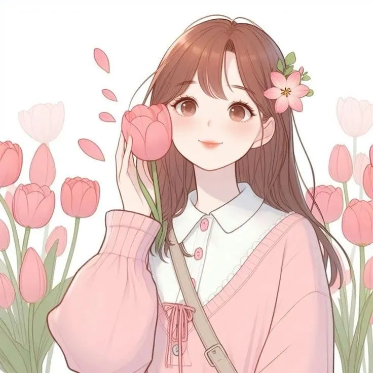 Hình nền hoa tulip cute tô màu pastel