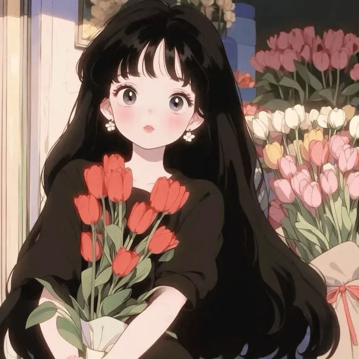 Hình nền hoa tulip cute vẽ tay đáng yêu