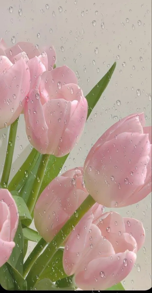 Hình nền hoa tulip hồng trắng trong bình