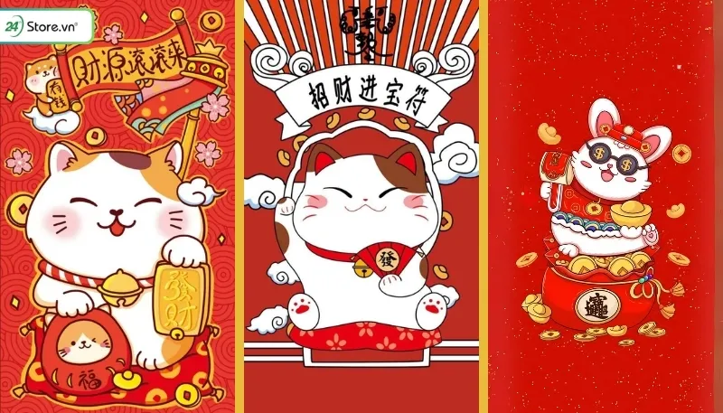 Hình ảnh mèo Thần Tài may mắn