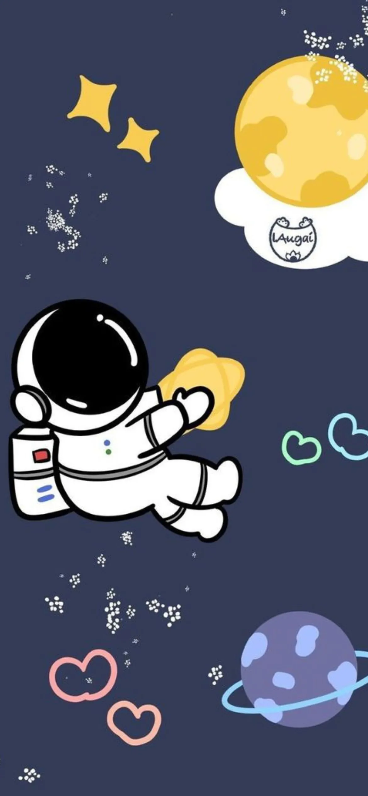 Phi hành gia hoạt hình đáng yêu bay cùng những quả bóng bay hình hành tinh