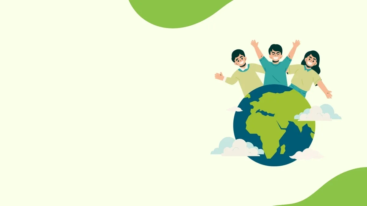 Hình nền PowerPoint giáo dục với biểu tượng tự nhiên xung quanh ta