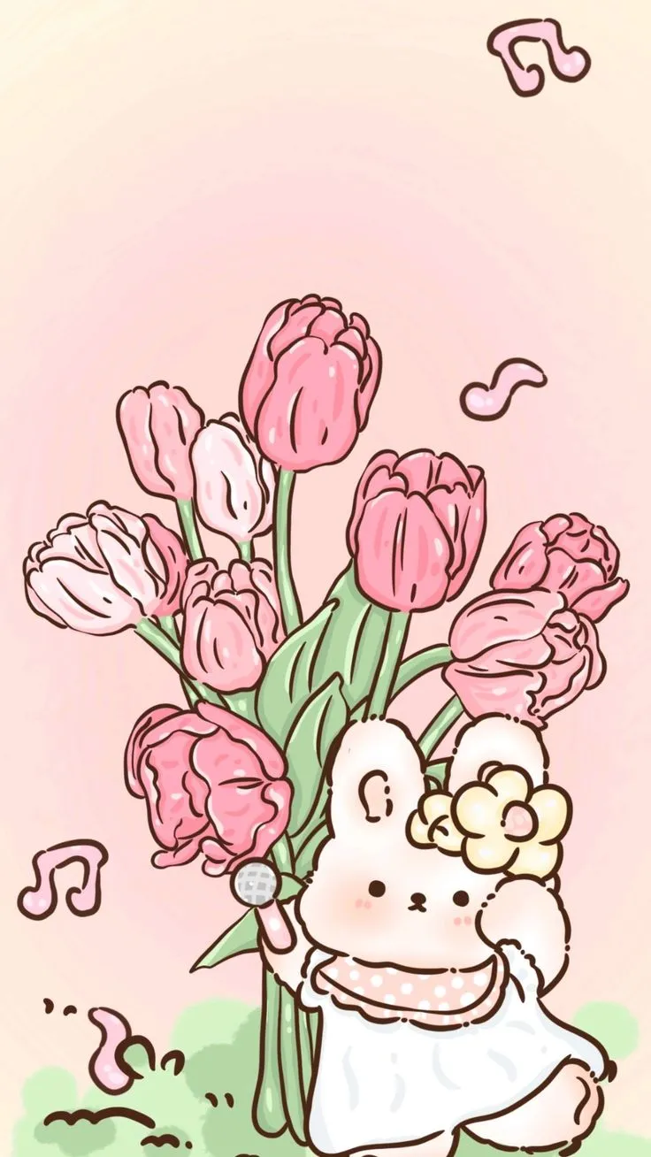 Ảnh nền hoa tulip vẽ trên nền tối