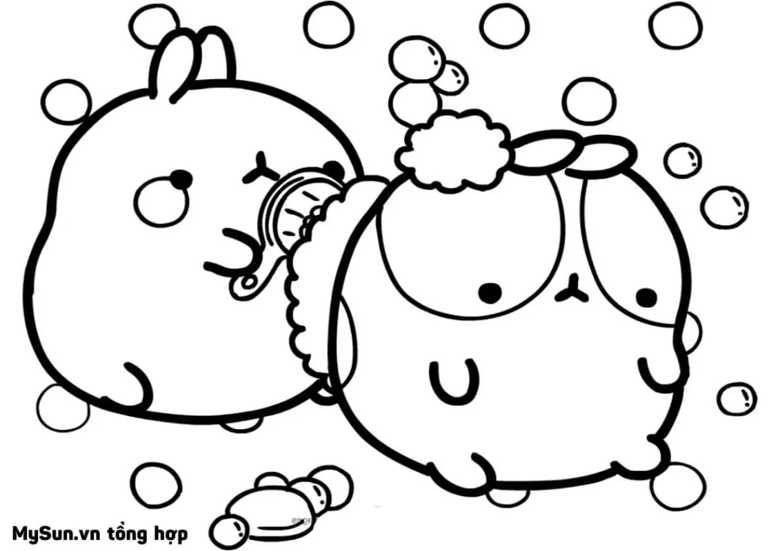mẫu hình vẽ con thỏ chibi dễ thương đang nằm