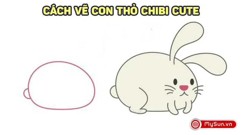minh họa các nét vẽ cơ bản của con thỏ chibi