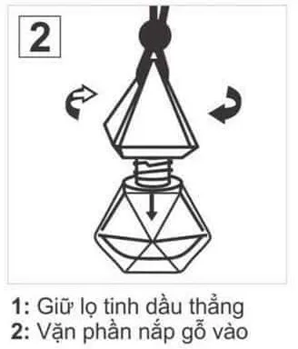 Hướng dẫn sử dụng tinh dầu treo tủ bước 2: Giữ lọ thẳng và đậy nắp gỗ
