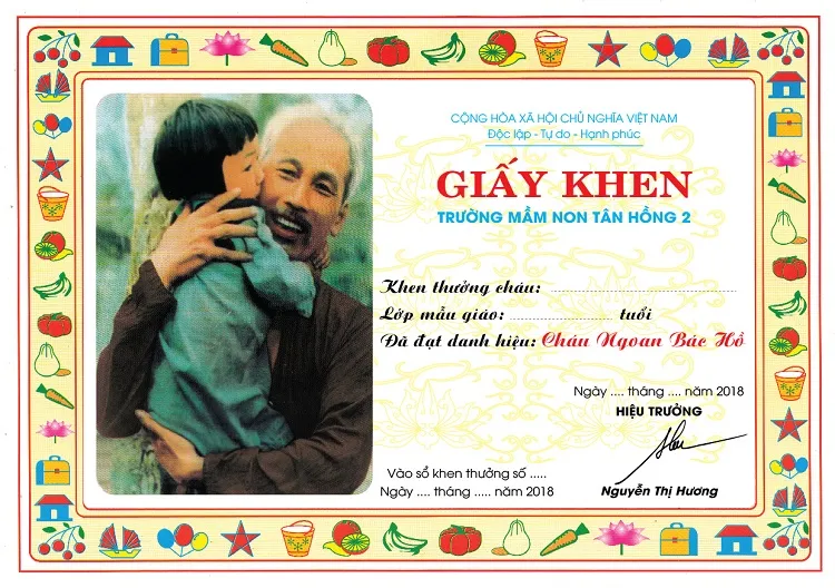Máº«u giáº¥y khen trÆ°á»ng máº§m non