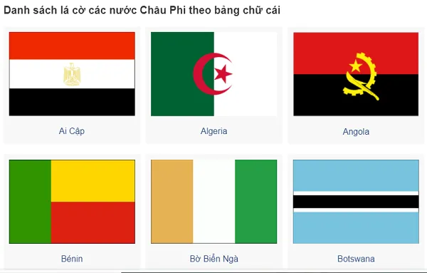 Tổng hợp hình ảnh cờ các nước Châu Phi theo thứ tự chữ cái (phần 1)