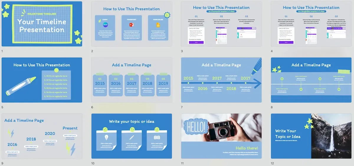 Mẫu PowerPoint với bảng màu sắc tươi sáng, rực rỡ, mang lại cảm giác vui nhộn và năng động, phù hợp cho các bài thuyết trình sáng tạo hoặc dành cho trẻ em.