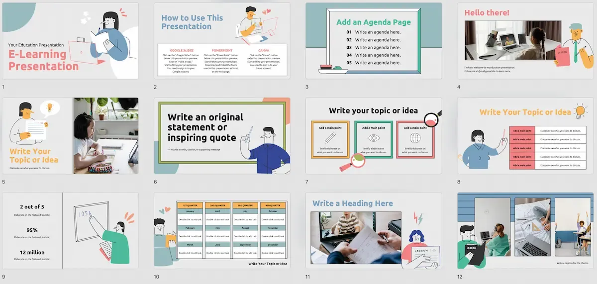 Mẫu PowerPoint được thiết kế cho các bài giảng trực tuyến, với giao diện thân thiện và dễ đọc, hỗ trợ truyền tải nội dung qua môi trường số.