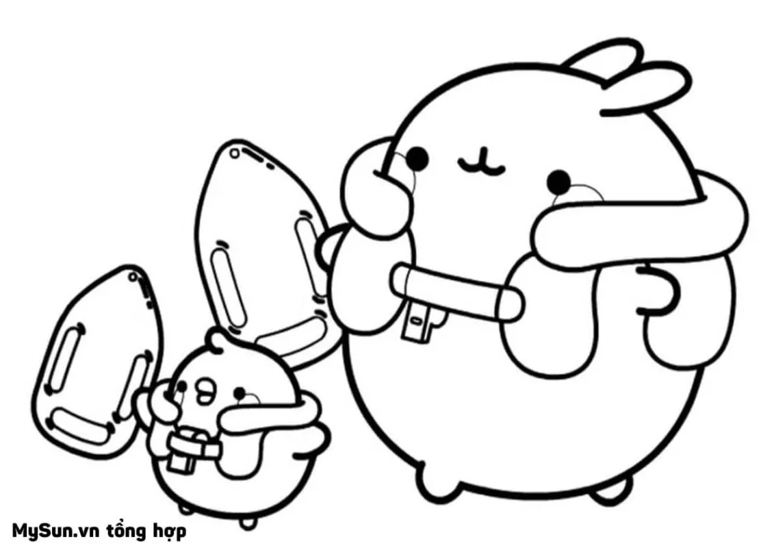 hình tô màu con thỏ cute đang nhảy múa