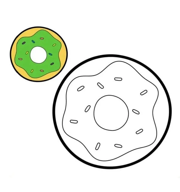 tranh tô màu bánh donut rắc đường