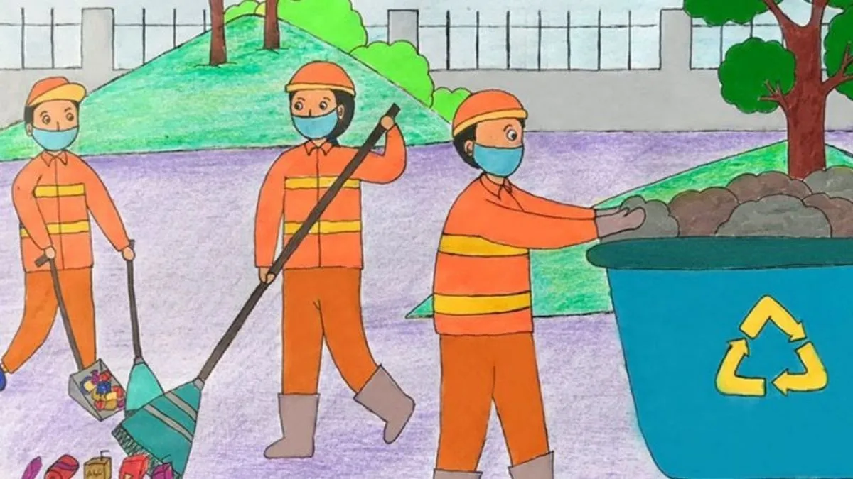 Mẫu hình ảnh vẽ tranh bảo vệ môi trường quanh ta, cảnh quan đô thị xanh