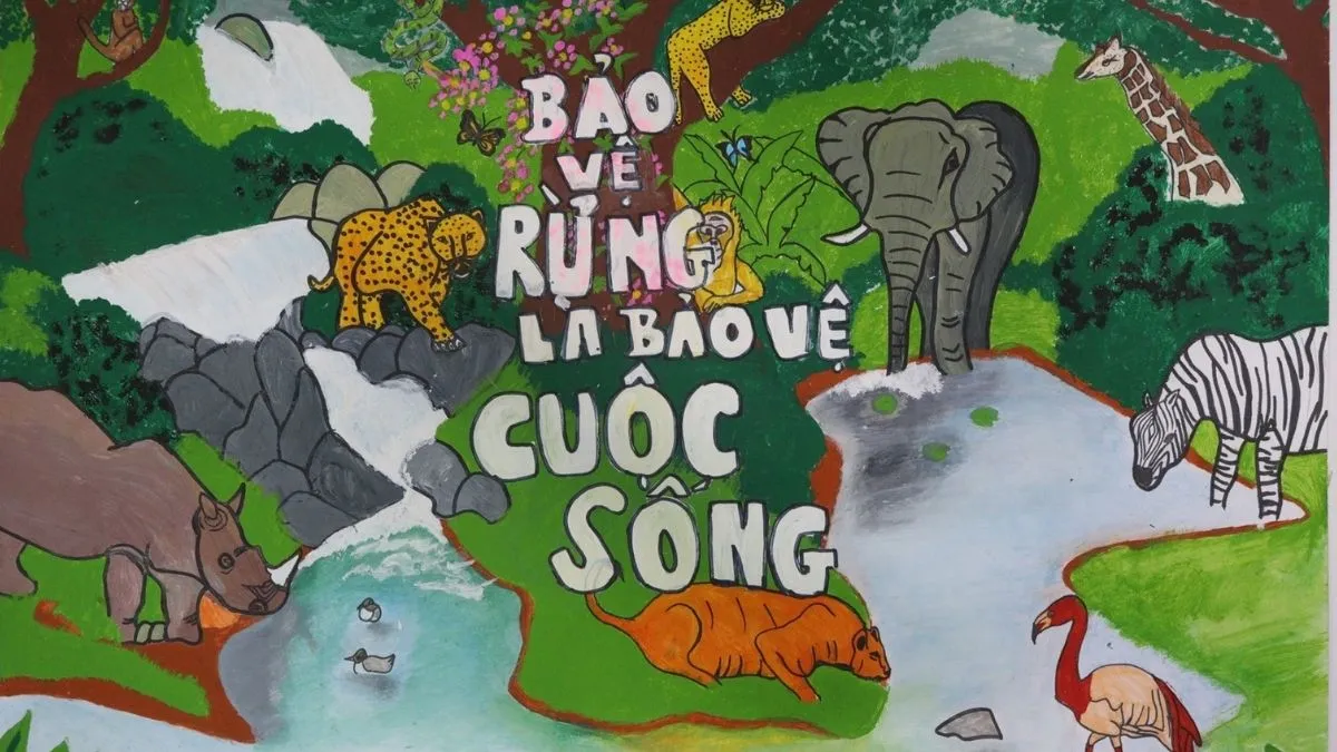 Hình nền vẽ tranh bảo vệ môi trường hoang dã đẹp, sự đa dạng sinh học
