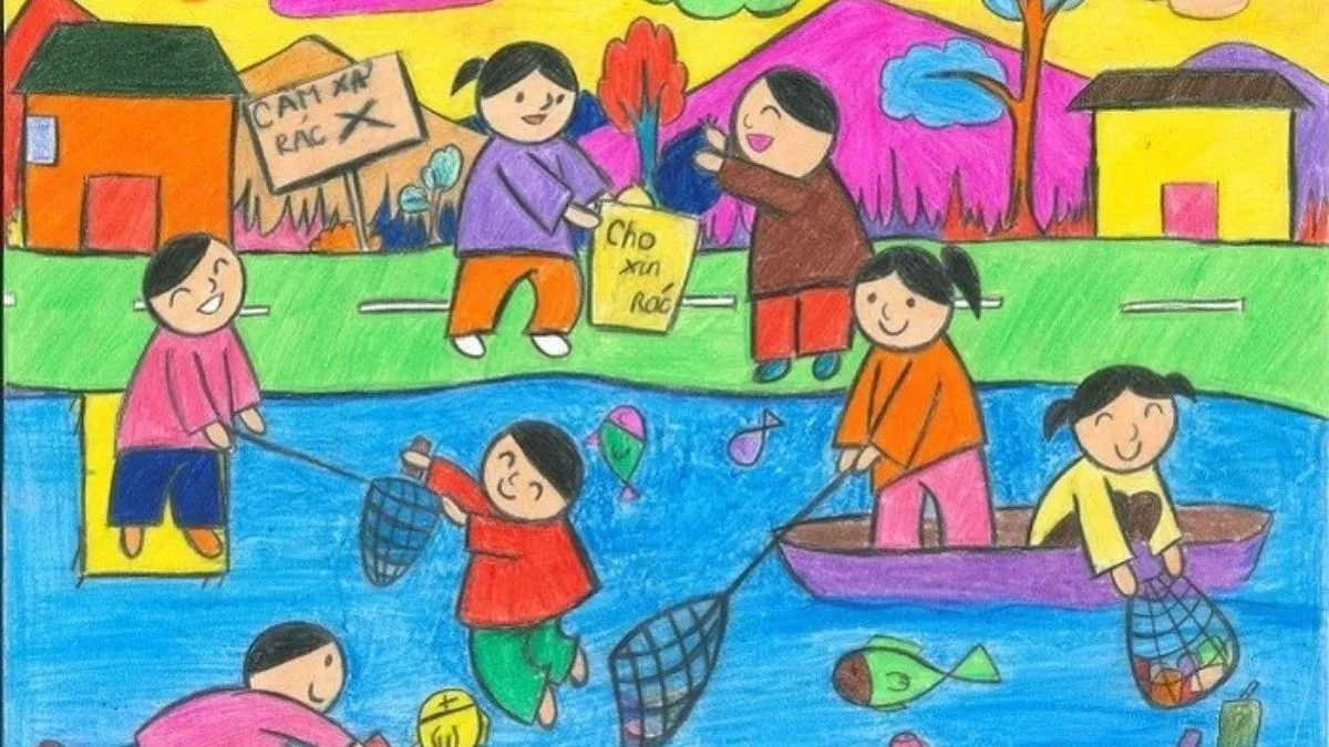 Mẫu tranh vẽ bảo vệ môi trường xanh sạch đẹp