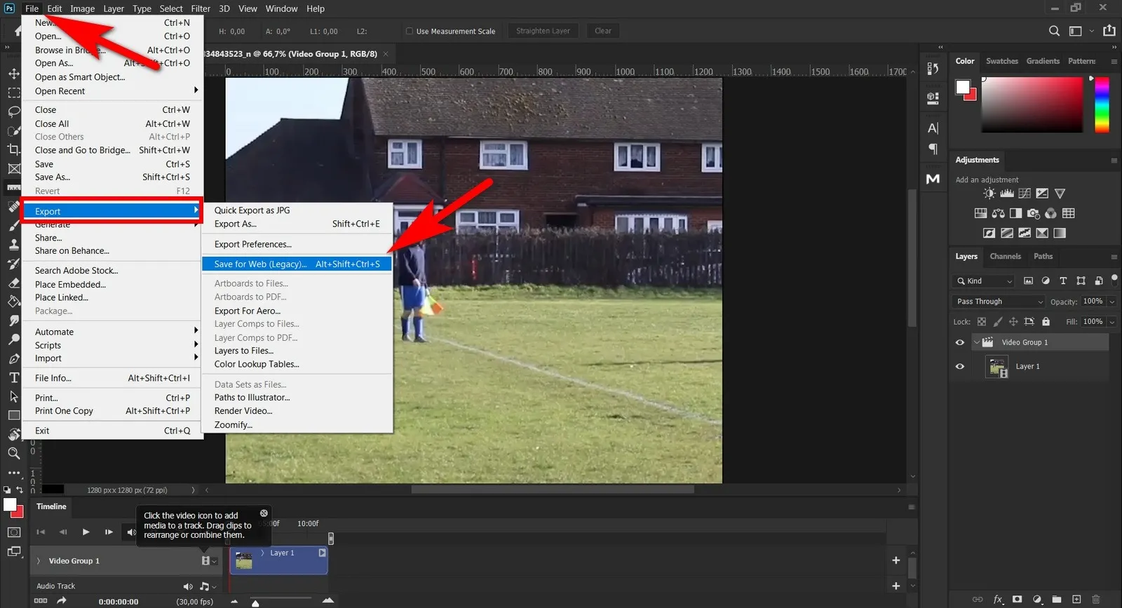 Tạo GIF từ video trong Photoshop
