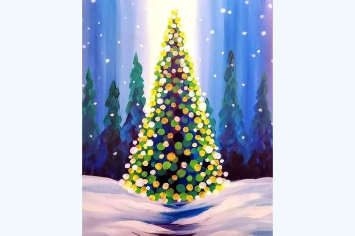 Một góc trang trí Giáng sinh với hình ảnh cây thông Noel nhỏ xinh và những quả châu lấp lánh.