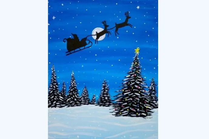 Mẫu vẽ hình ảnh cây thông Noel đơn giản, tập trung vào đường nét và hình khối cơ bản.
