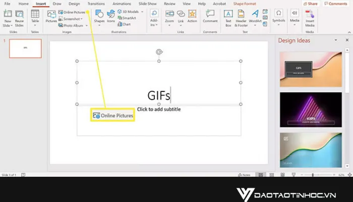 Chèn ảnh trực tuyến, bao gồm GIF, vào PowerPoint