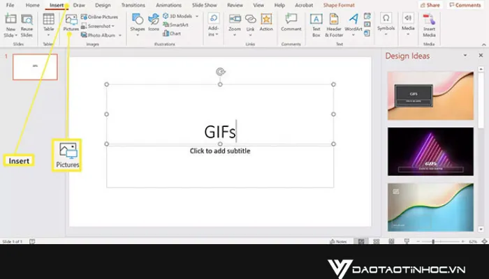 Chọn tùy chọn chèn ảnh từ thiết bị trong PowerPoint