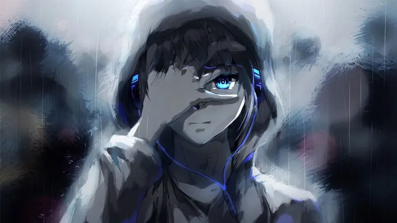 Góc nhìn cận cảnh chàng trai anime lạnh lùng với vết sẹo, nỗi buồn