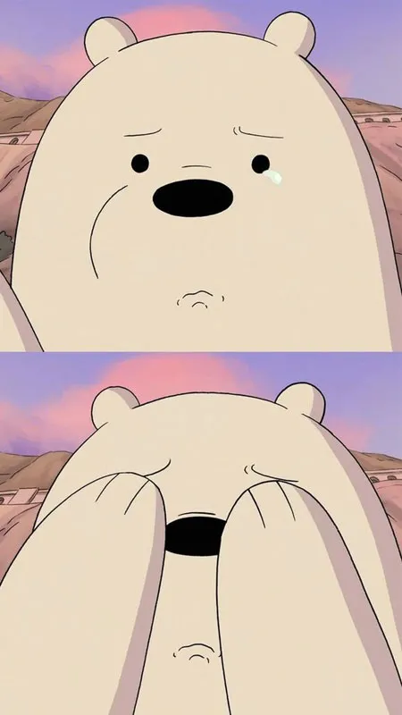 Gấu Trắng Ice Bear buồn bã ngồi một mình