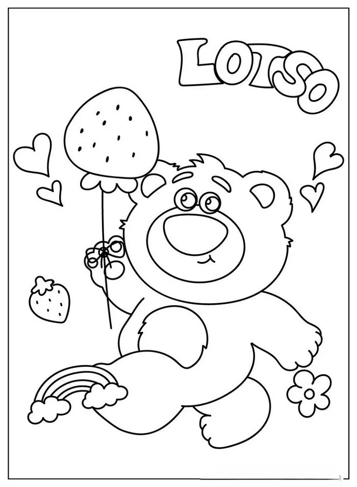 Tranh tô màu gấu dâu Lotso đơn giản nhất