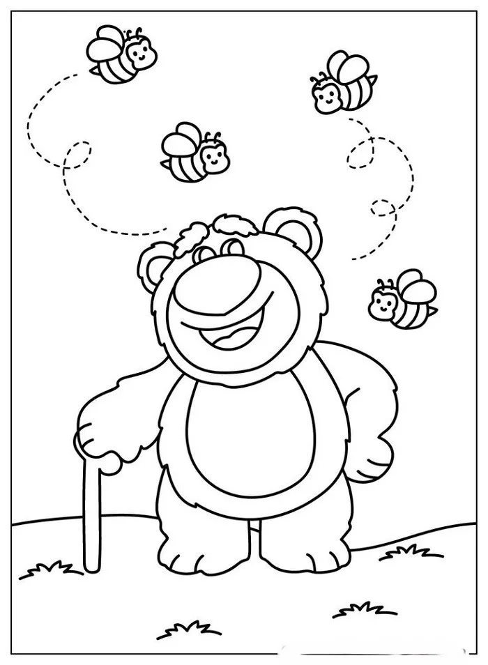 Tranh tô màu gấu Lotso đơn giản, dễ tô