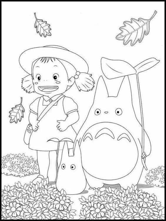 Vẽ anime Tororo chưa tô màu, hình ảnh ngộ nghĩnh