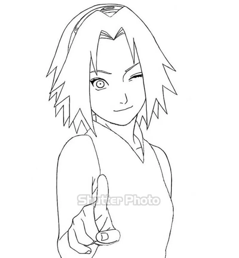 Hình ảnh anime đã tô màu của Sakura trong Naruto