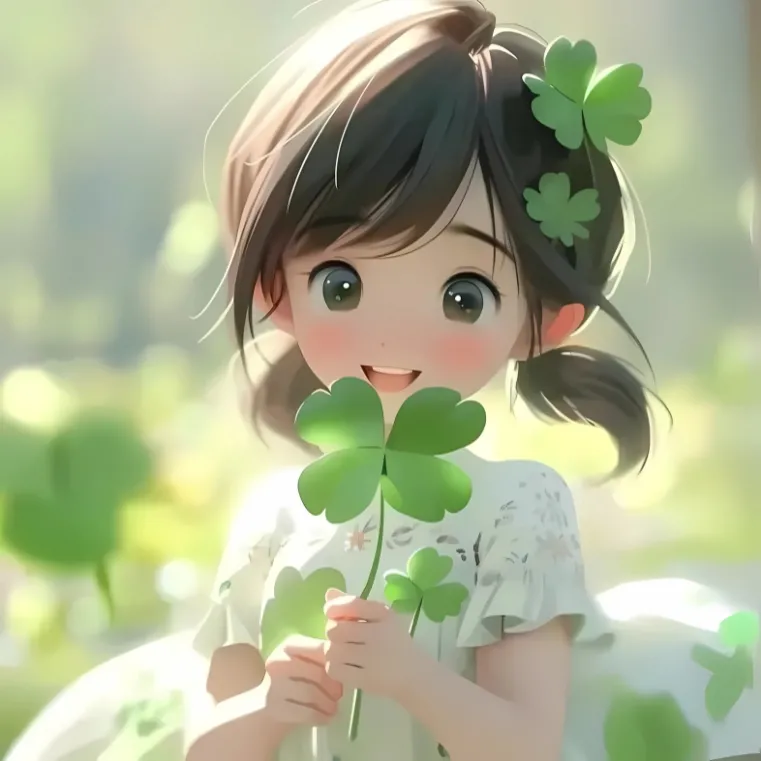 Avatar cỏ 4 lá với nền mờ
