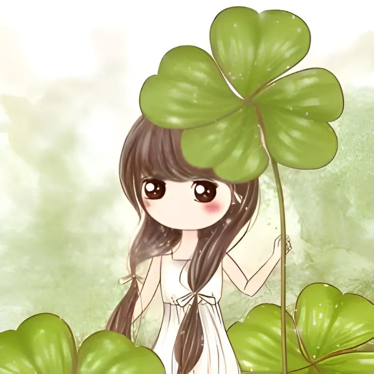 Avatar cỏ 4 lá cute màu xanh