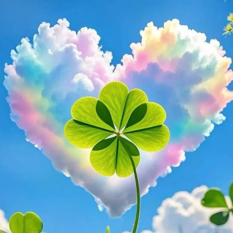 Avatar cỏ 4 lá may mắn với hoa