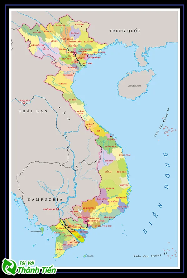 Bản đồ Việt Nam 63 tỉnh thành dạng vector