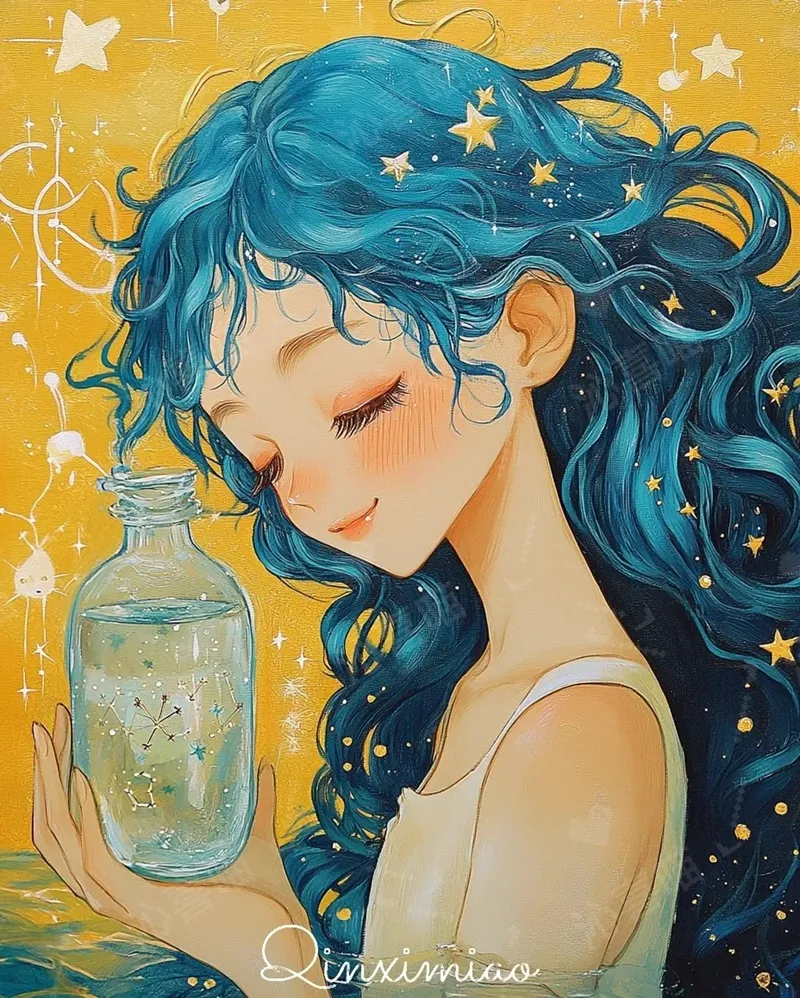 Cô gái Bảo Bình anime trong tư thế tự tin, thể hiện sức hút riêng