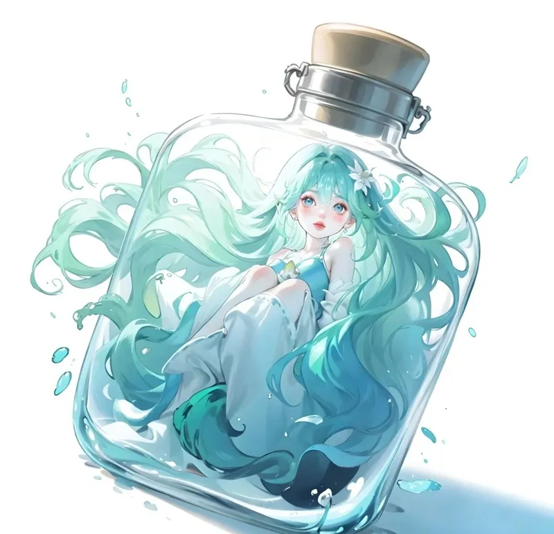 Hình ảnh Bảo Bình nữ anime trong không gian thành phố hiện đại, năng động