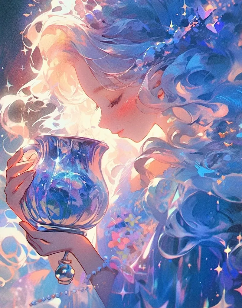 Nàng Bảo Bình anime trong bộ trang phục lộng lẫy, kiêu sa