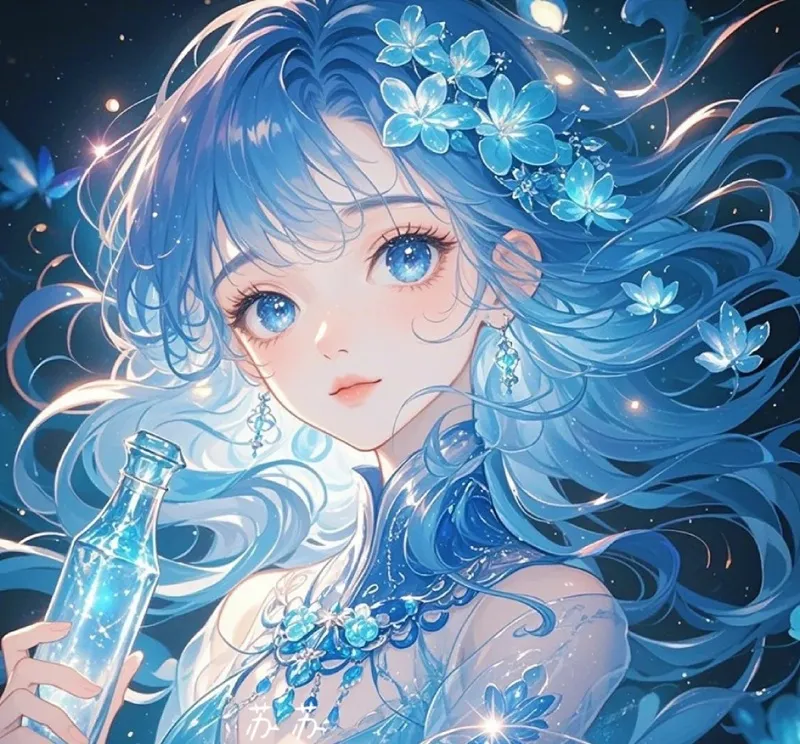 Hình nền cô gái Bảo Bình anime trong trang phục hiện đại, phong cách mạnh mẽ