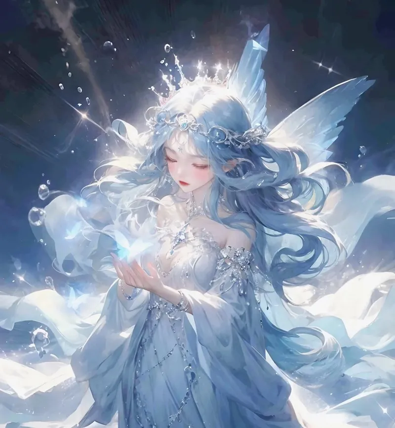 Bảo Bình nữ anime trong trang phục truyền thống Nhật Bản, pha nét hiện đại