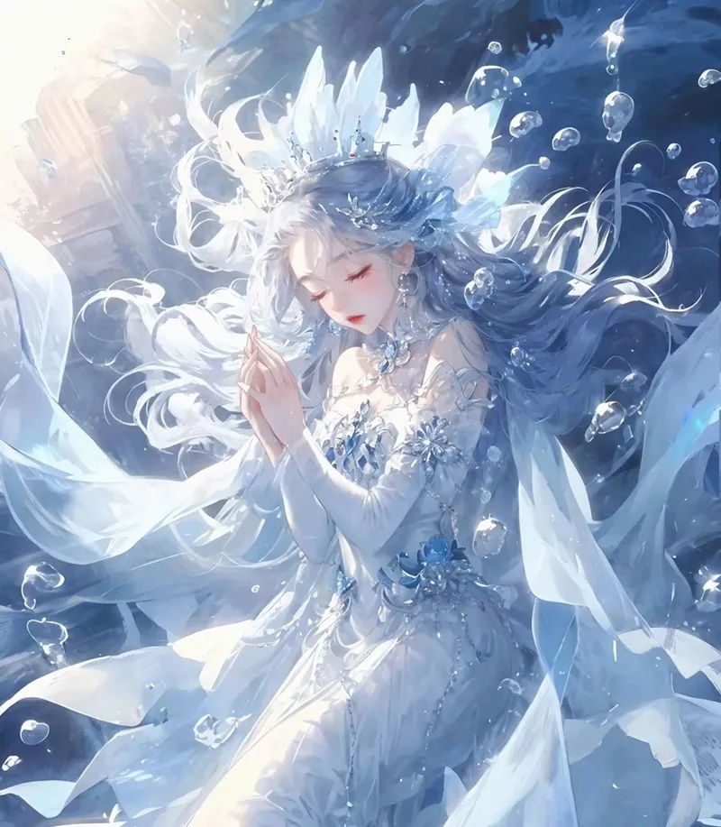 Hình nền cung Bảo Bình nữ anime với mái tóc màu tím huyền bí, thu hút