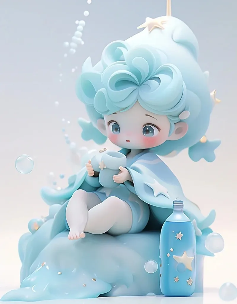 Bảo Bình nữ anime dưới ánh trăng, mang vẻ đẹp lãng mạn, trầm lắng