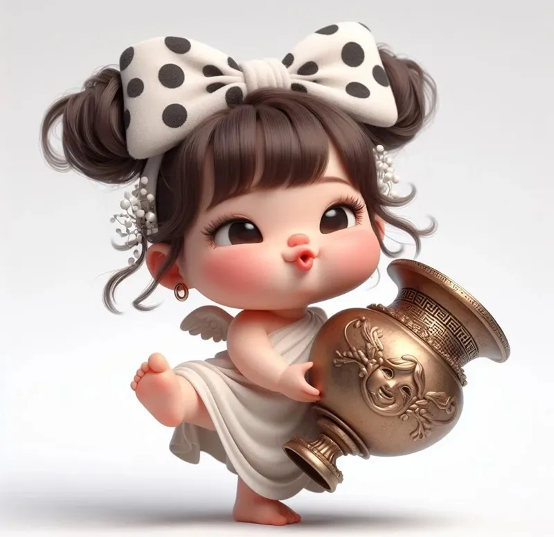 Nữ Bảo Bình anime với đôi mắt to tròn, biểu cảm ngạc nhiên đáng yêu