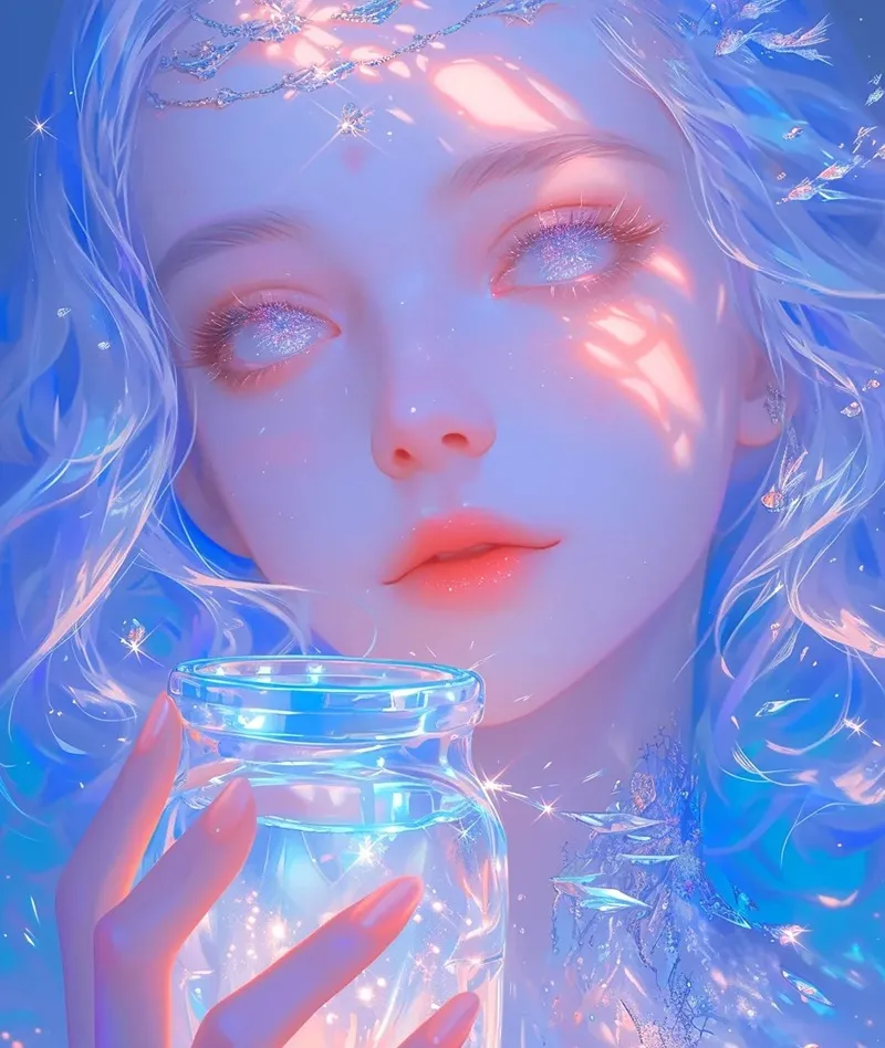Hình nền cô gái Bảo Bình anime với phong cách ngọt ngào, dịu dàng