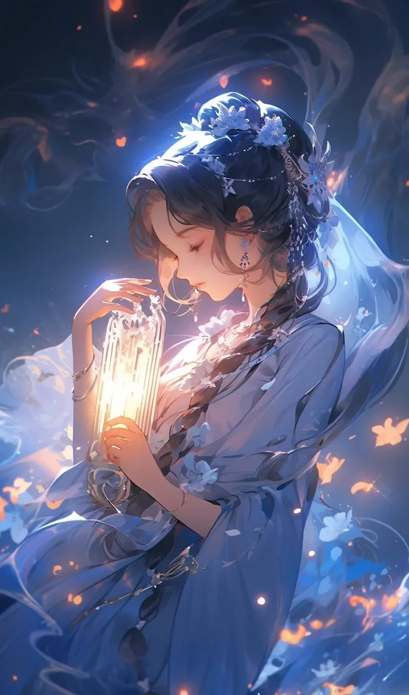 Hình ảnh anime Bảo Bình nữ trong bộ đồ ngủ, đáng yêu và gần gũi