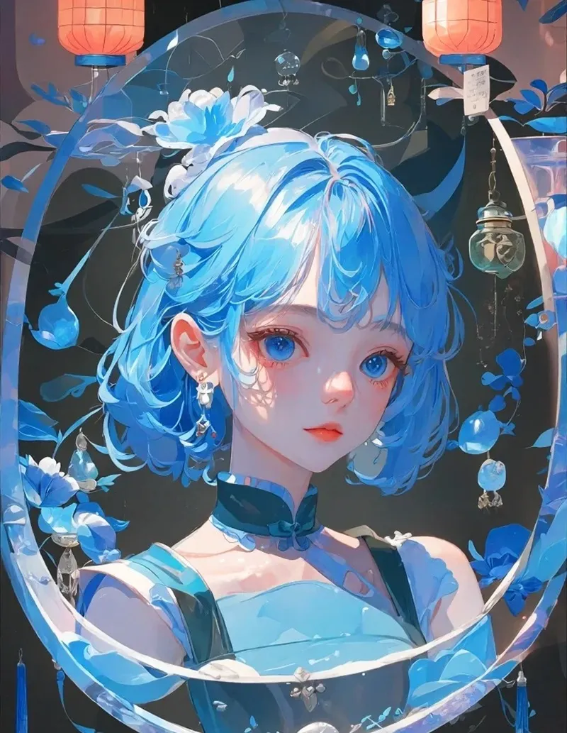 Bảo Bình nữ anime với mái tóc vàng rực rỡ, toát lên vẻ năng động, tươi tắn